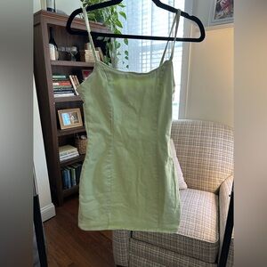 H&M Sage Green Mini Dress Fitted Dress Size S
